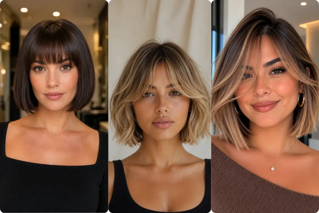 Chin Length Hairstyles with Bangs