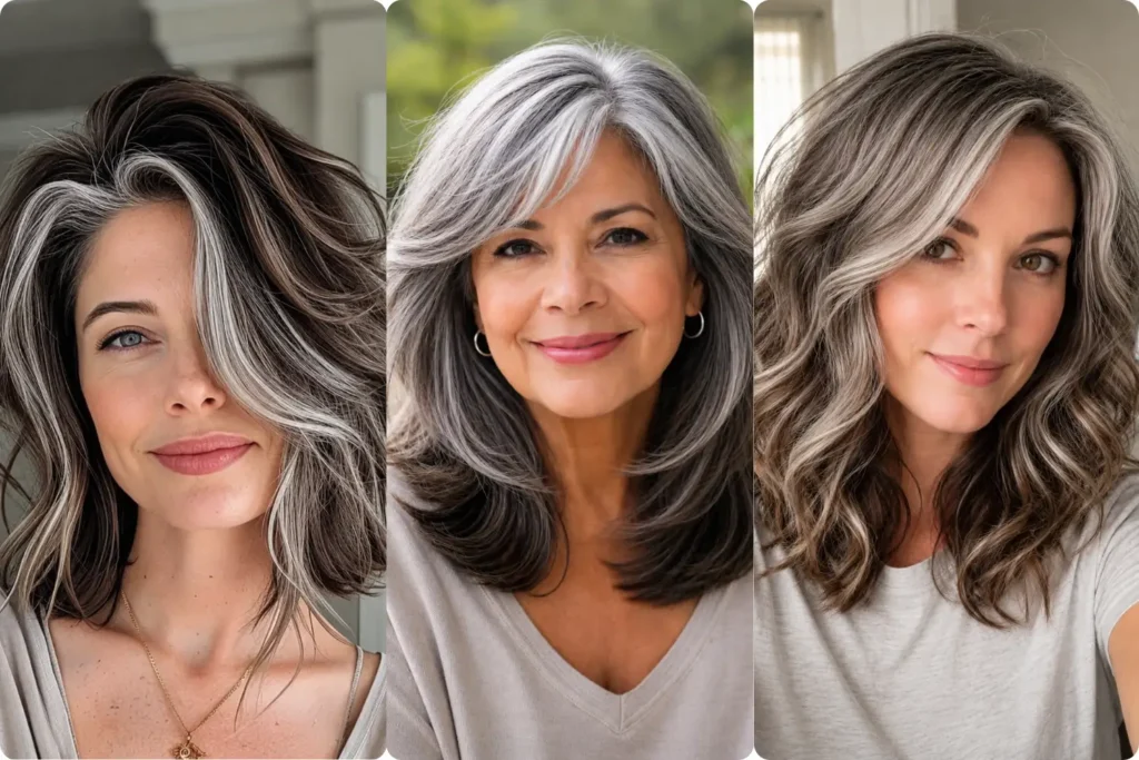 Brown Hair with Silver Highlights